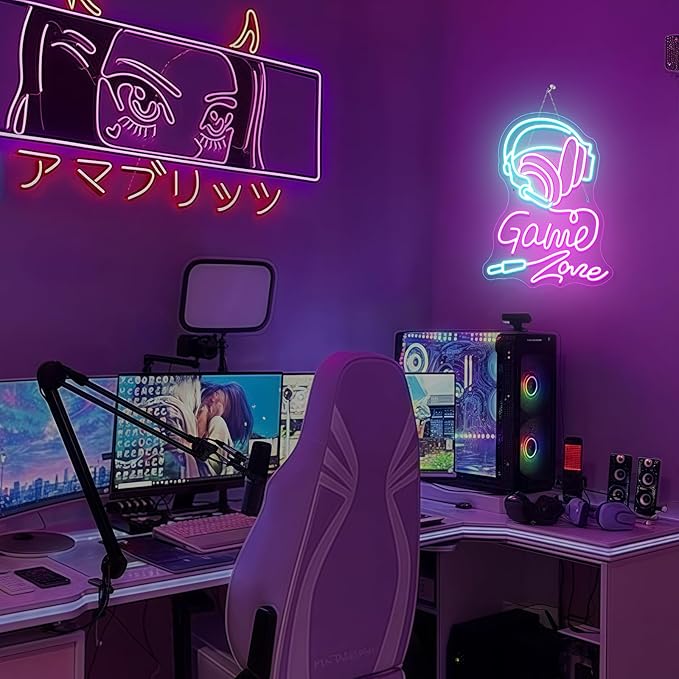 Gameneon Game Zone Neon Sign Gaming Neon Signs for Wall Decor Led Light Boys Bedroom Teen Man Cave Party Bar Playroom Decoration Gamer Lover Gift