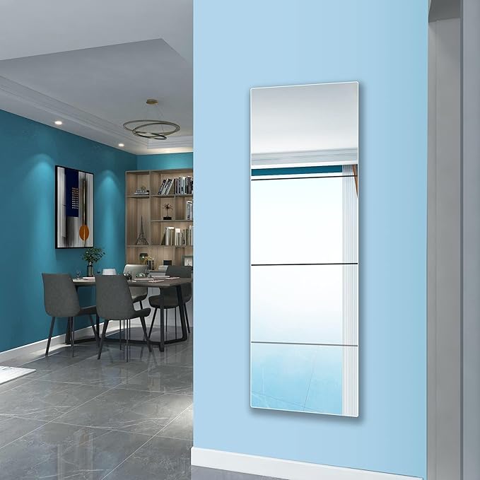 Full Length Mirror for Kids Safety Shatterproof Mirror,Plastic Wall Mirrors,Made of Acrylic Plexiglass Mirrors,4 Pcs 10"x10",Long Bedroom Door Closet Miroir,Workout for Home Gym Body Miroir