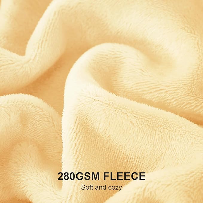 Hansleep Fleece Cream Yellow Full Blanket, Super Soft Flannel Fuzzy Plush Cozy Blanket for All Seasons, Cream Yellow, Full 84x90 Inches