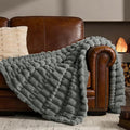 BEDELITE Faux Fur Twin Blanket for Couch - Super Soft & Cozy Plush Striped Blanket for Sofa and Room Decor, Luxury Fluffy All-Season Blankets Gift for Women, Men, Mom, Dad, 60x80 inch, Grey