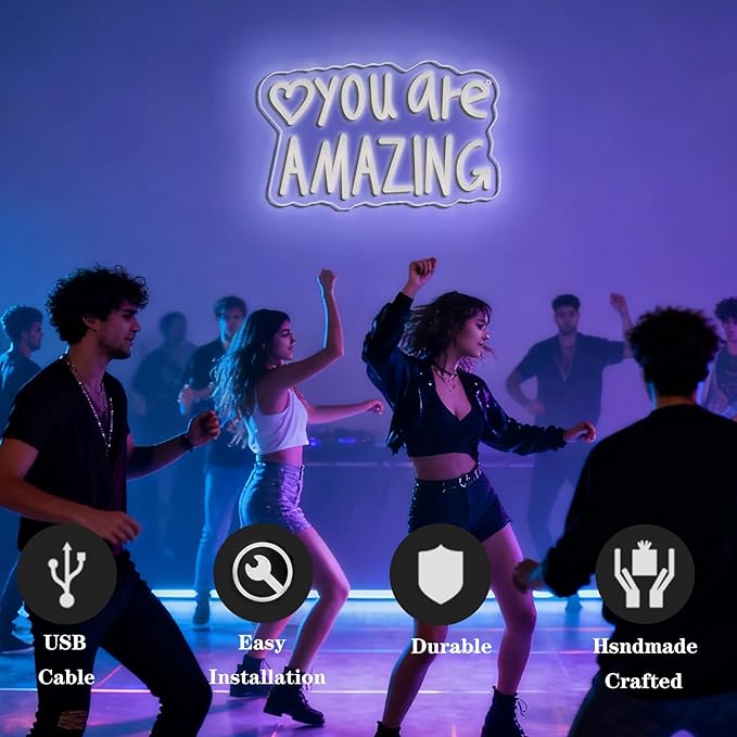 You Are Amazing Neon Sign Wall Decor for Bedroom Class Room Bar Pub Club Nursery Hanging,Dimmable USB Pink Led Light for Wedding Birthday Party Women Christmas Gifts
