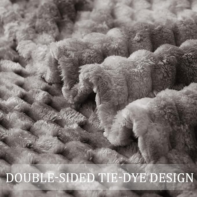 Exclusivo Mezcla Fleece Throw Blanket for Couch, Extra Large Fuzzy Tie-dye Grey Bed Blankets, Soft Cozy Plush Sofa Throws for All Seasons, 50x70 Inches