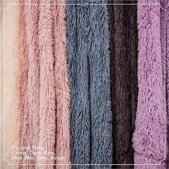 The Connecticut Home Co Throw Blanket Soft Fluffy Room Decor, 70x60, Cozy Warm Throws for Bed, Couch, Gifts for Women, Bedroom Cute Aesthetic Blankets Shag and Sherpa, Dusty Rose