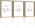 Houmury Framed Set of 3 And So Together They Built A Life They Loved Above Bed Wall Decor Wall Art for Farmhouse Home Bedroom Kitchen Living Room Wood Signs (Brown,12"x16")