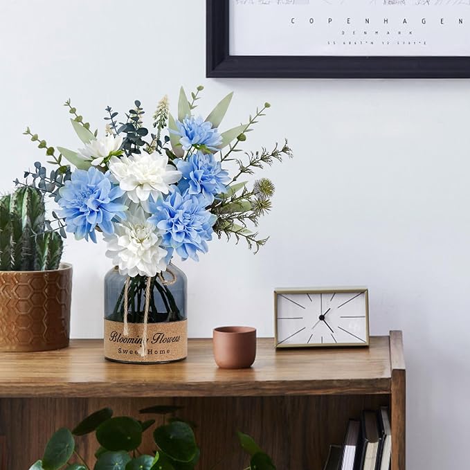Leftover Fake Flowers in Vase,Artificial Flowers in Vase,Table Centerpieces for Dining Room,Flower Centerpieces for Tables,Faux Flowers for Kitchen Decor,Coffee Table Decor…