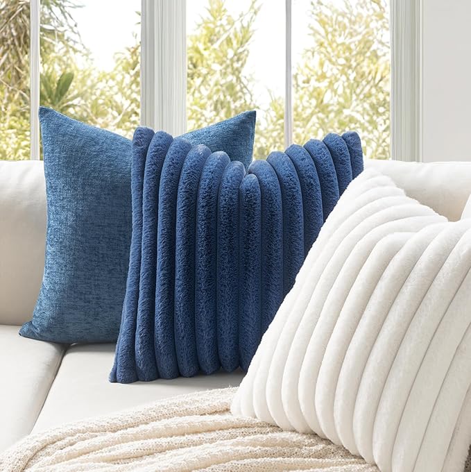 MIULEE Faux Fur Lumbar Decorative Throw Pillow Covers 12x20 Inch Set of 2, Modern Spring Home Decor Soft Plush Couch Pillows Cozy Fluffy Cushion Covers for Sofa Bed White