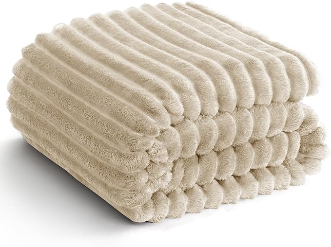 Soft Linen Throw Blanket for Couch - 300GSM Cozy Warm Fleece Blanket for Women, Cute Lightweight Bed Blankets Birthday Gifts for Her Him, Valentines Spring Home Room Decor, Linen, 50x60 Inches