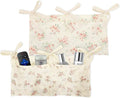2 Pieces Floral Pattern Bedside Caddy with 2 Pockets, Bedside Hanging Storage Organizer, Dorm Rooms Bunk Bed Storage Bag for Home Phone Remote Control Key Glasses (Beige)