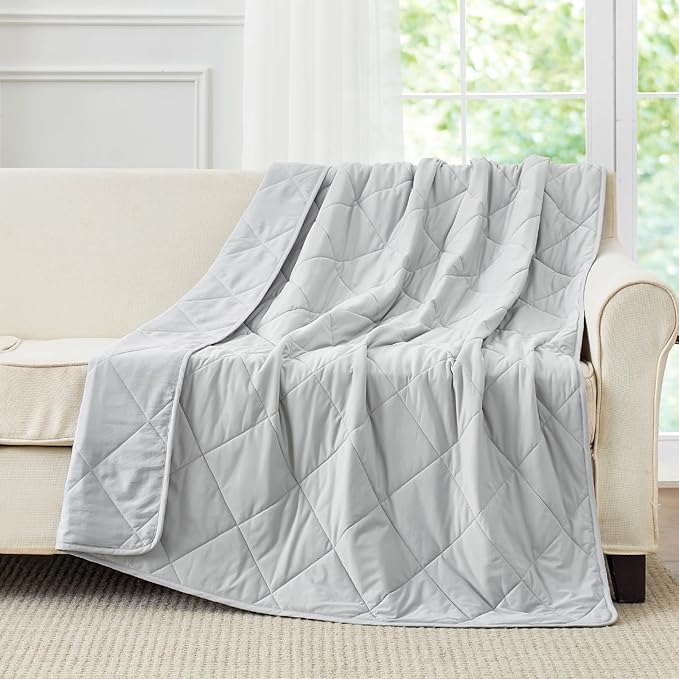 Cozy Bliss Cooling Blanket for Hot Sleepers Twin Size, Q-Max 0.45 Cooling Comfort Throw, Cold Blankets for Night Sweats Sleeping, Ultra-Cool Lightweight Breathable Summer Blanket for Bed, Grey