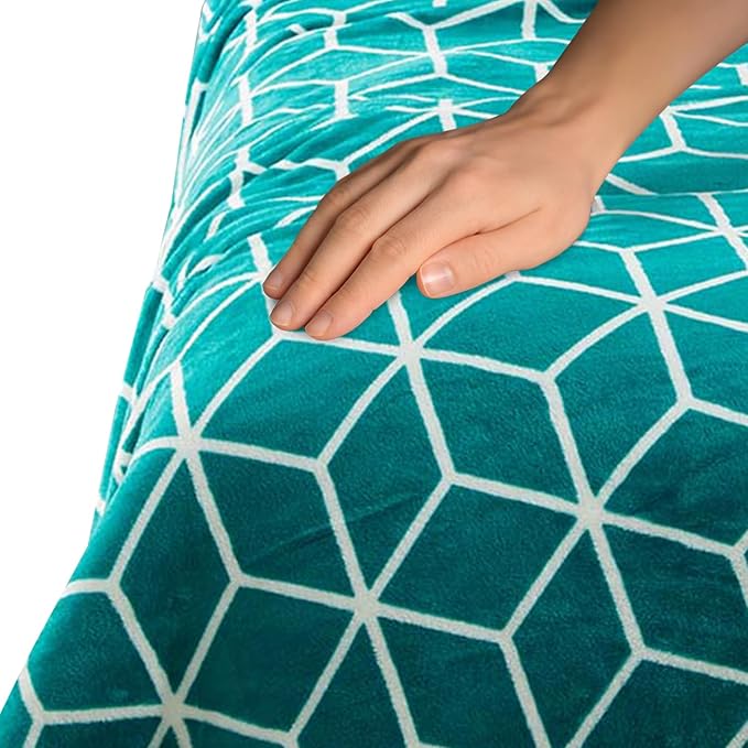Elegant Comfort Luxury Velvety-Soft Coral Flannel Blanket Micro-Velour Ultra-Softness Fuzzy Plush, , Twin/Twin XL, Teal