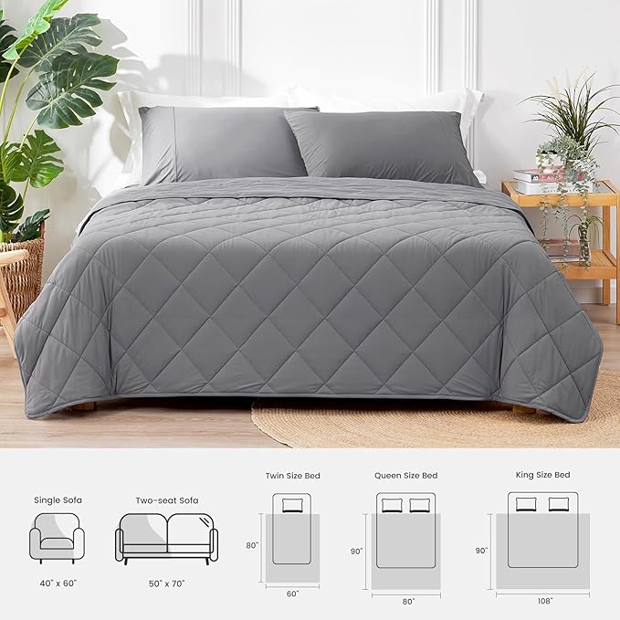 Cozy Bliss Cooling Blanket for Hot Sleepers King Size, Q-Max 0.45 Cooling Comfort, Cold Blankets for Night Sweats Sleeping, Ultra-Cool Lightweight Breathable Blanket for Bed, Glacial Grey