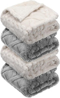 VitalCozy 4 Pcs Soft Fleece Baby Blankets Set 30" x 40" 3D Plush Warm Nursery Swaddling Bed Blanket Little Boys Girls Infant Toddlers and Newborn Receiving Gifts Blankets(Neutral Color)