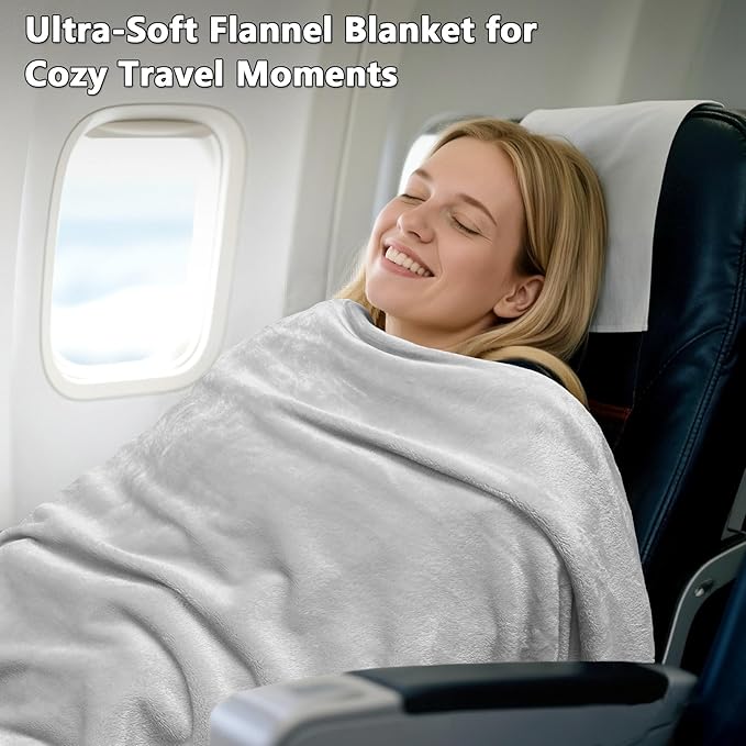 Lukeight Fleece Throw Blanket, Luxury Cozy Fuzzy Lightweight Soft Blankets for Sofa Couch Bed Car Travel and Camping (Light Grey, 50x60 Inches)