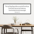 Christian Wall Decor The Lord Himself Will Go Before You He Will Be With You Deuteronomy 3:18 Sign 32"×12" Bible Verse Scripture Sign Large Rustic Wall Hanging Art (Black)