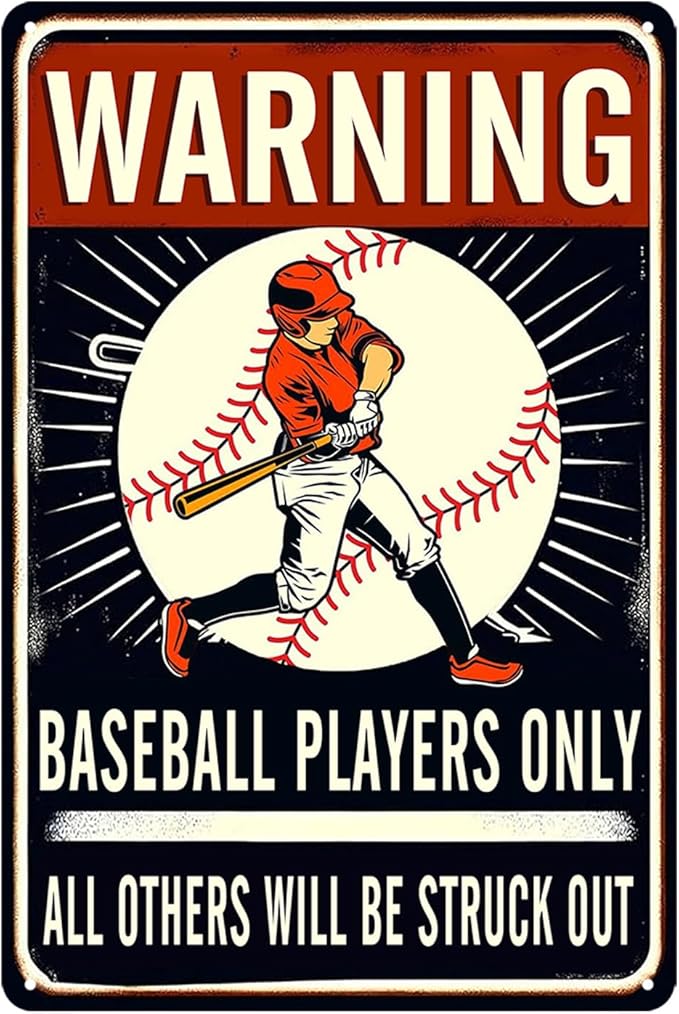 Baseball Decor For Boys Room Players Only Sign Gifts For Boys 8-12 Baseball Accessories For Kids Cool Baseball Stuff Decorations For Home Sports Decor For Boy Bedroom Baseball Metal Tin Signs 8x12 In