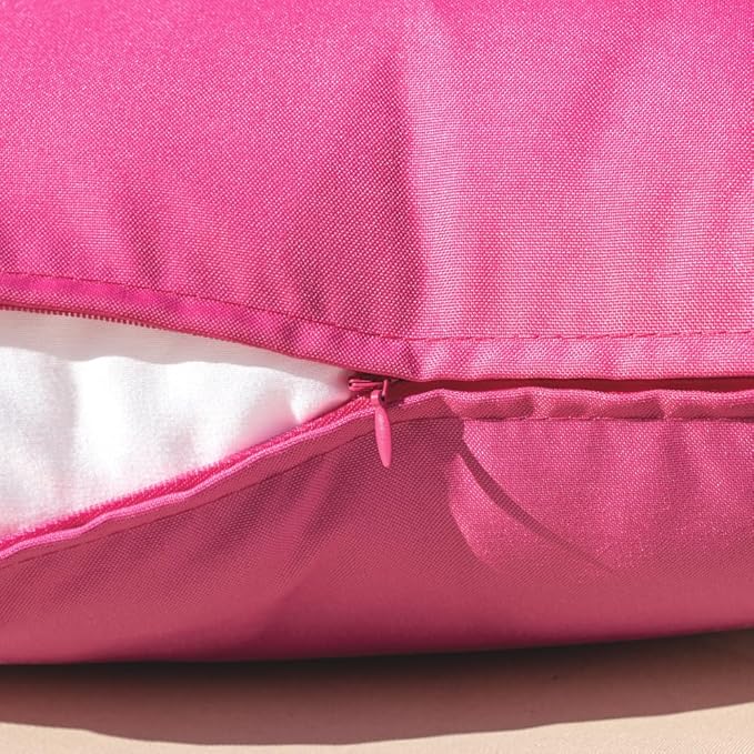 MIULEE Pack of 2 Decorative Outdoor Waterproof Pillow Covers Rectangular Garden Cushion Sham Throw Pillowcase Summer Shell for Patio Tent Couch 12x20 Inch Hot Pink