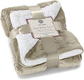 Genteele Sherpa Throw Blanket Super Soft Reversible Ultra Luxurious Plush Blanket, 40 x 50 inches, Taupe/White