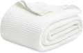 Bedsure Gentlesoft 100% Cotton Blanket King Size for Bed - Cooling Breathable and Soft for Spring Summer, Thick Cozy Waffle Weave Blanket Gifts for Women, White, 104x90 inches