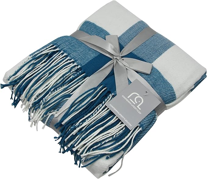 Blankets - Buffalo Plaid Throw Blanket - Decorative Checkered Blanket - Ultra-Soft - Lightweight & Indoor Outdoor Blanket - Ideal for Living Room, Couch, Travelling Good for All Seasons, Teal