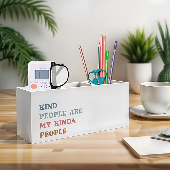 Kind People Are My Kinda People Pen Pencil Holder, Teacher Appreciation Gifts, Positive Affirmations Humorous Pencil Pen Holder Organizer for Teacher Office Desk Accessories