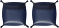 HARFINGTON 2pcs PU Leather Valet Tray Unisex Folding Small Catchall Tray Portable Entryway Table Tray Nightstand Bedside Desk Tray for Key Wallet Watch Coin Jewelry Dice, Dark Blue