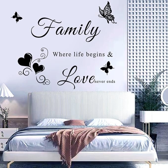 Family Letter Quotes Wall Stickers - Removable Vases & Murals for Living Room, Bedroom, Sofa Backdrop & TV Wall