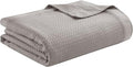 Madison Park 100% Egyptian Cotton Lightweight Summer Blanket, Breathable Waffle Knit Design, Soft Cozy All-Season Throw for Bed, Couch or Sofa, Grey Twin Size (66"x90")