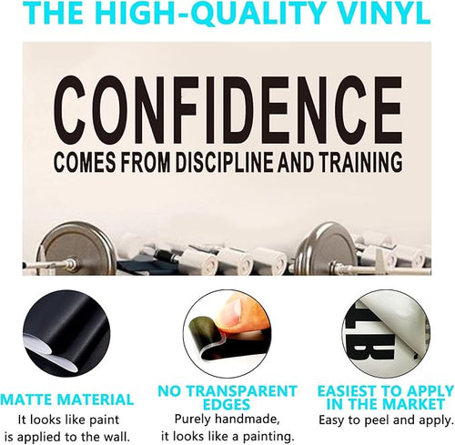 AnFigure Gym Quotes Wall Decals: Inspirational Office Vinyl Art Wall Stickers for Garage Classroom School Workspaces - Confidence Comes from Discipline and Training 35"X9.8"