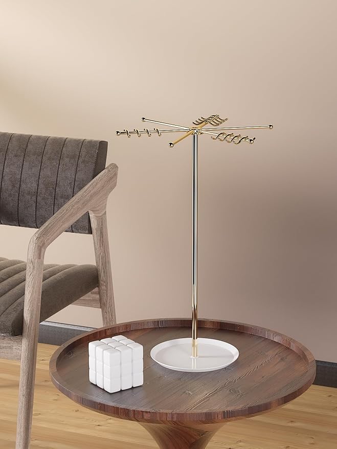 Rotating Necklace Holder,Tabletop Long Necklace Organizer Stand For Woman And Men,Jewelry Tree Bracelet And Earring Display Hanging Rack For Vendors,Small Jewelry Storage Stand