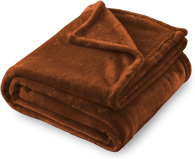 SOCHOW Flannel Fleece Blanket Luxury Twin XL Size, All Season Lightweight Super Soft Cozy Blanket for Bed or Couch, Caramel(66inch X90'')