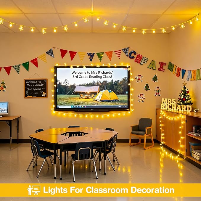 JMEXSUSS 100 LED Globe Star String Lights, 33 FT Globe String Lights Indoor USB Plug in, Warm White Star Fairy Lights for Bedroom Classroom Indoor Decor