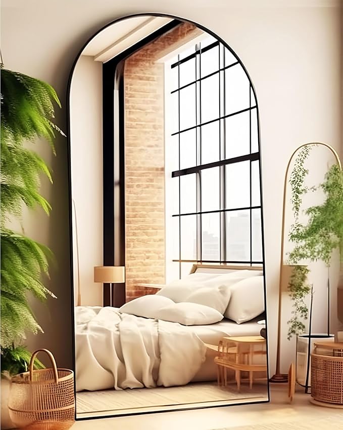 Arch Mirror Full Length,Floor Length Mirror,Arched Floor Mirror,76''x34'' Wall Mirror Full Length,Oversized Floor Mirror,Bedroom Mirror Full Length,Black Floor Mirror Living Room Cloakroom