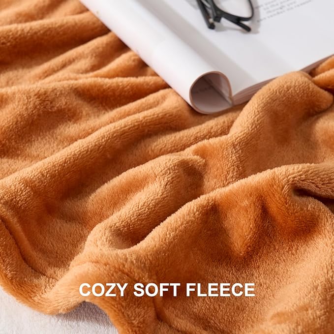 Hansleep Fleece Pumpkin Orange King Blanket, Super Soft Flannel Fuzzy Plush Cozy Blanket for All Seasons, Pumpkin Orange, King 90x108 Inches