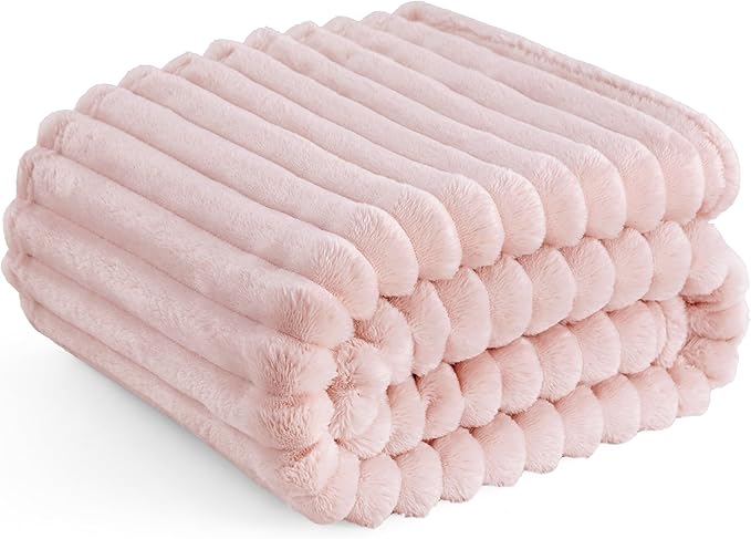 Bedsure GentleSoft Pink Throw Blanket for Couch - Cozy Soft Blankets Gifts for Women, Spring Cute Small Fleece Throws for Girls, Pink Decor for Home Room, Crystal Pink, 50x60 Inches