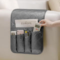Remote Control Holder for Armchair, Couch Recliner Chair Caddy, Non-Slip Arm Chair Caddy for Recliner with 5 Pockets for Table, Ipad, Magazines, Arm Chair Bedside Caddy Storage Organizer (Grey)