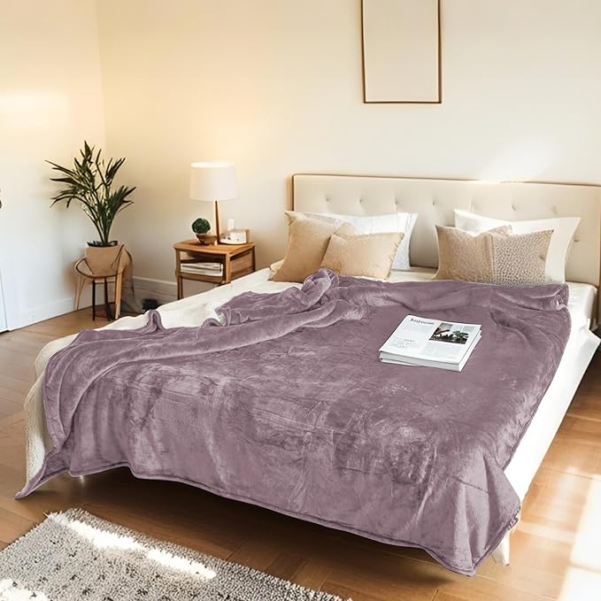 LUXIAN Electric Heated Blanket Full Size 72"x84" - 100% Polyester Fabric Dual-Sided, 6 Heat Settings & 1-10 Hours Auto Off, Cozy Warming Throw for Home, Office, or Bed, Machine Washable, Lavender