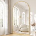 Oversized Full Length Mirror, 38"x77" Large Arched Floor Mirror Full Length with Stand, Room Decor Big Full Body Mirror with HD Tempered Glass Aluminum Frame for Bedroom Living Room, Gold