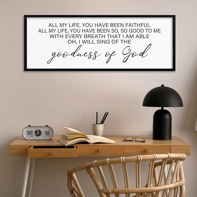 comurdyo Goodness of God Wall Decor 40"X15" Bible Verse Sign Jesus Christ Prayer Christian Catholic Scripture for Home Office Church Wall Hanging Art (Black)
