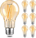 TJOY 6 Pack A19 Vintage LED Edison Bulbs, Dimmable, 60W Equivalent, High Brightness 2200K Amber White, 8W E26 Standard Base, 800 Lumens, CRI80+, Amber Glass Filament Bulb for Home, Farmhouse
