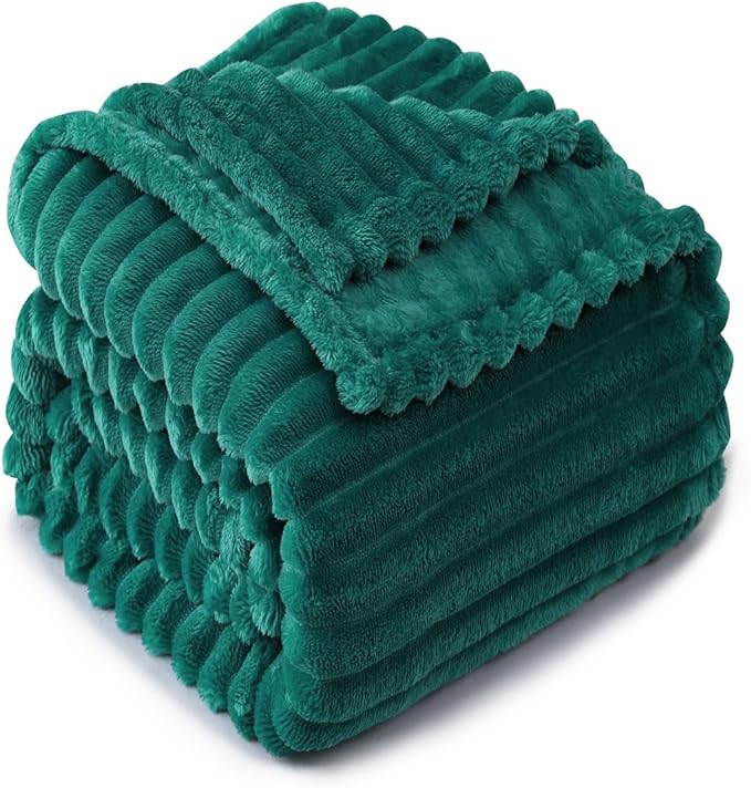 Teal Throw Blanket for Couch Sofa 60x80 inches Striped Fleece Blankets Room Home Decor Lightweight Plush Soft Cozy Gifts for Women Mom Girls