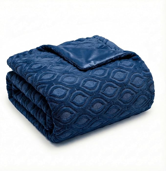 Horaldaily Solid Blanket Throw, Navy Blue Accent Farmhouse Neutral Square Euro Soft Fuzzy Plush Faux Fur Cozy Blankets for Couch Sofa Bed Lounging, Ideal Gifts for Kids Adults Wife Self, 50x60