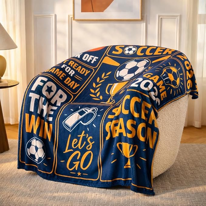 World Soccer 2026 Throw Blanket, Soccer Season Game Day Blanket, Soft Flannel Football Fan Blanket for Couch Bed, Decor Gift for Men Women Kids