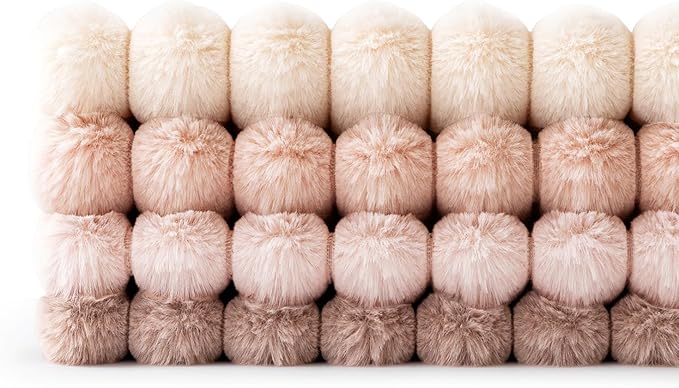 MIULEE Faux Fur Plush Decorative Throw Pillow Covers 18x18 Set of 4, Valentine's Day Cute Modern Soft Romantic Fuzzy Striped Cushion Covers Girl for Sofa Couch Bed Living Room Cozy Home Decor,Pink
