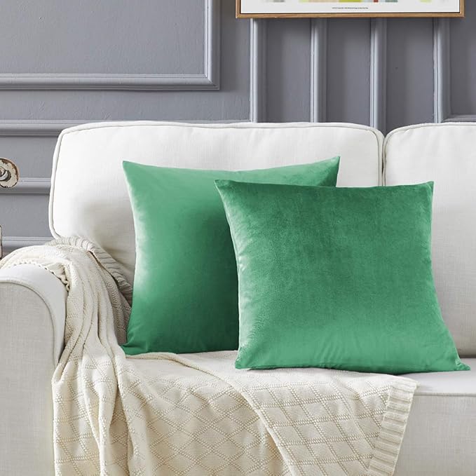 GIGIZAZA Decorative Throw Pillow Covers 16 x 16,Mint Turquoise Soft Pillow Covers Velvet,Set of 4 Decor Square Cushion Covers