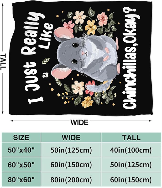 Chinchilla Blanket for Girls Women Boys Men Adults Kids Soft Cozy Fleece Chinchilla Throw Blankets Gifts Warm Flannel Plush Lightweight Decor for Couch Bed Sofa 60"X50"