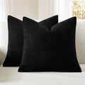 MIULEE Black Couch Pillow Covers 18x18 Inch, Set of 2 Soft Chenille Decorative Square Throw Pillow Covers Farmhouse for Sofa Living Room Bed