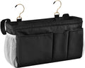 Black Bedside Caddy Storage Bag Bedside Organizer for Bed Rails College Dorm Room Organizer Caddy Hanging Shelf 6 Pockets with Hooks for Drinks Magazine Phone Holder