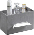 Plus Size Tissue Box Cover Rectangle, PU Leather Tissue Box Holder with Storage Tray, Decorative Organizer Tissue Holder for Bathroom, Bedroom Dresser, Night Stand, Office (Grey)