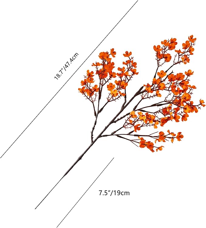 Mandy's Orange Artificial Baby’s Breath Flowers 6 Bundles Silk Gypsophila, 18.5 Inch European Style Modern Home Decor Centerpiece, Neutral Wedding Flower Arrangements