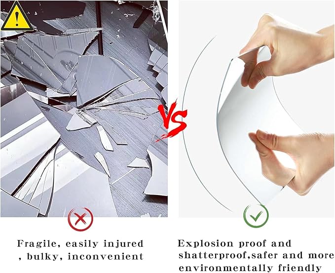 4 Pack Acrylic Mirrors for Wall,8 x 8 Inch Self Adhesive Frameless Small Mirror Tiles, Flexible Plastic Mirror Sheets for Bedroom Home Gym Door (8 * 10 inch)